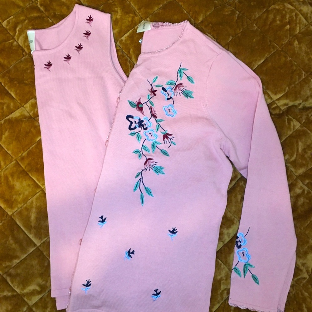 Top and Cardigan Sweater Set